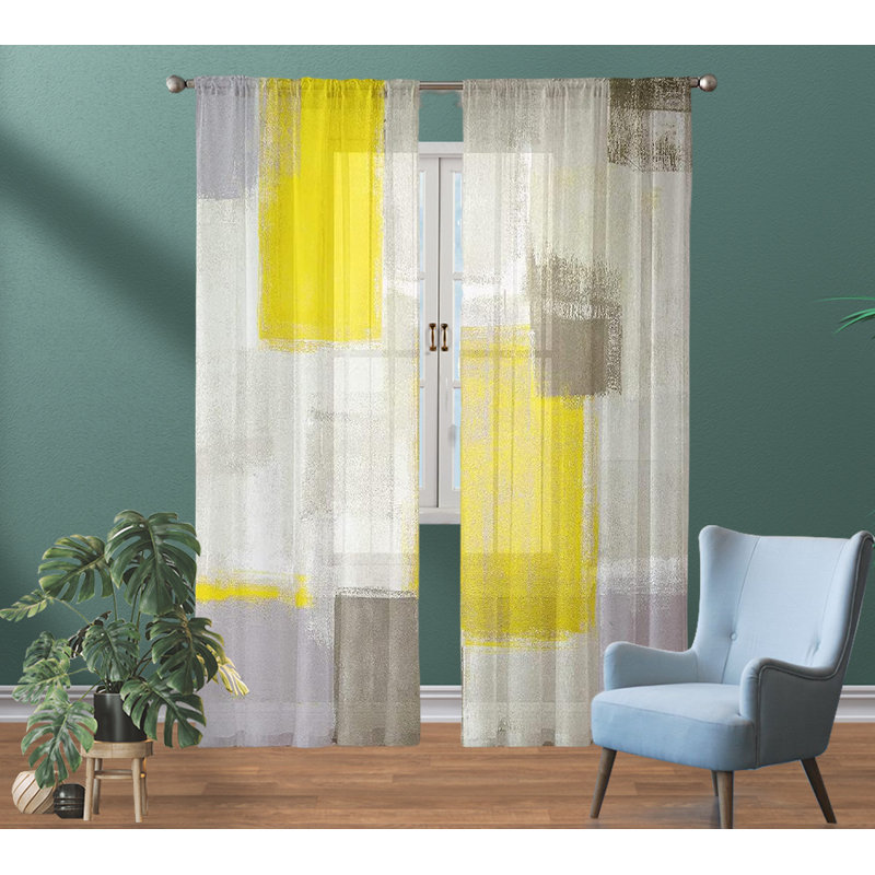 Wrought Studio Bertka Fabric SemiSheer Curtain Pair Wayfair